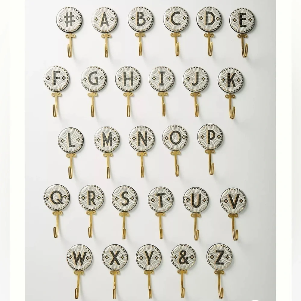 Anthropologie Bistro Tile Monogram Hook # NWT
